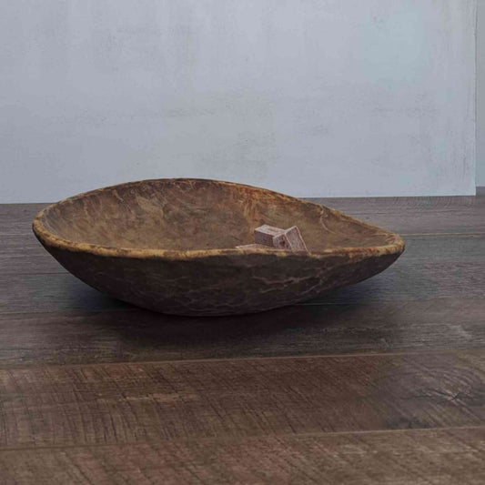 Vintage Artisan Handcarved Wooden Bowl