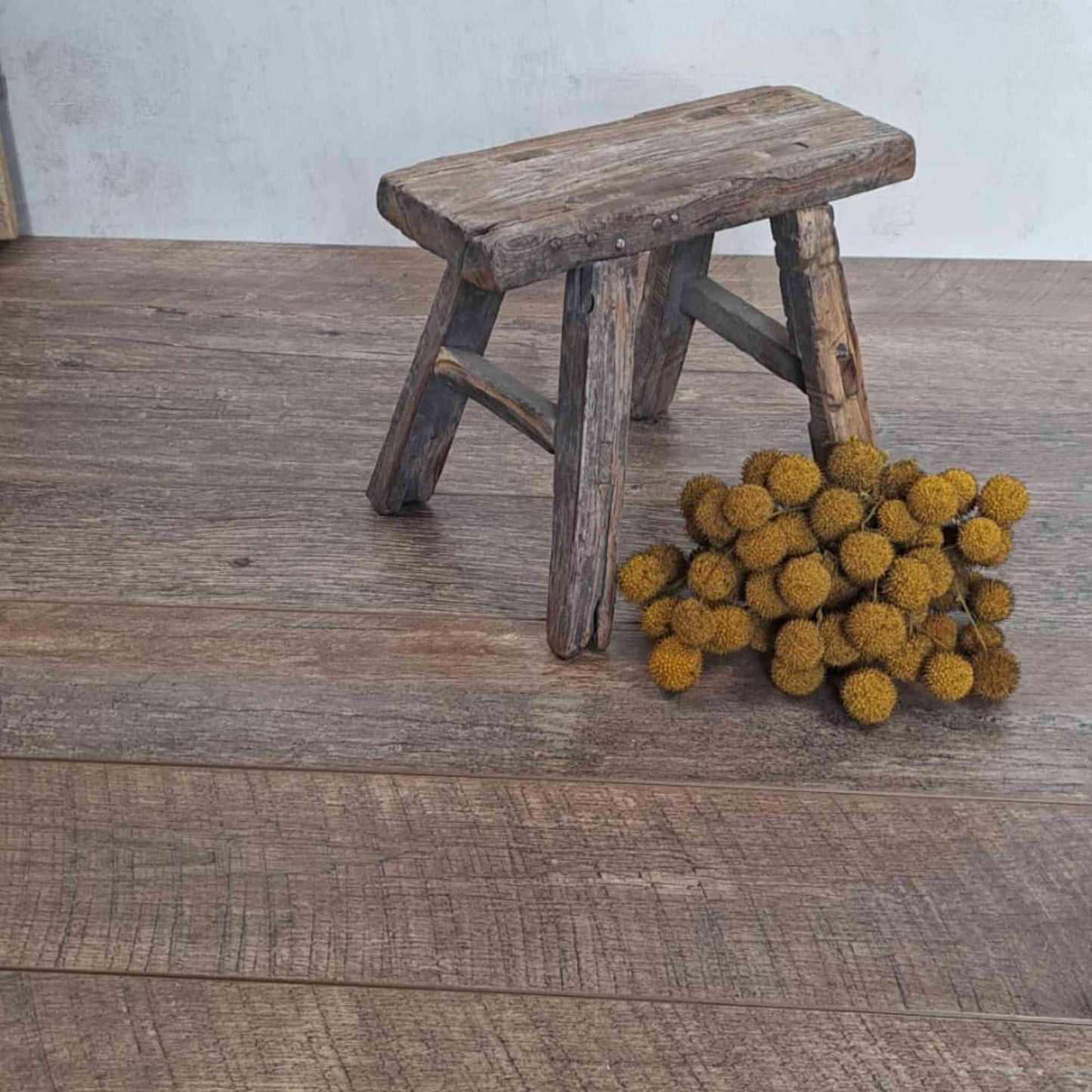 Antique Chinese Milking Stool, Rustic Stool, Small Decor Stool