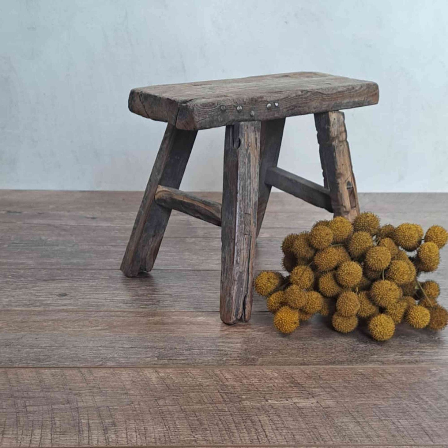 Antique Chinese Milking Stool, Rustic Stool, Small Decor Stool