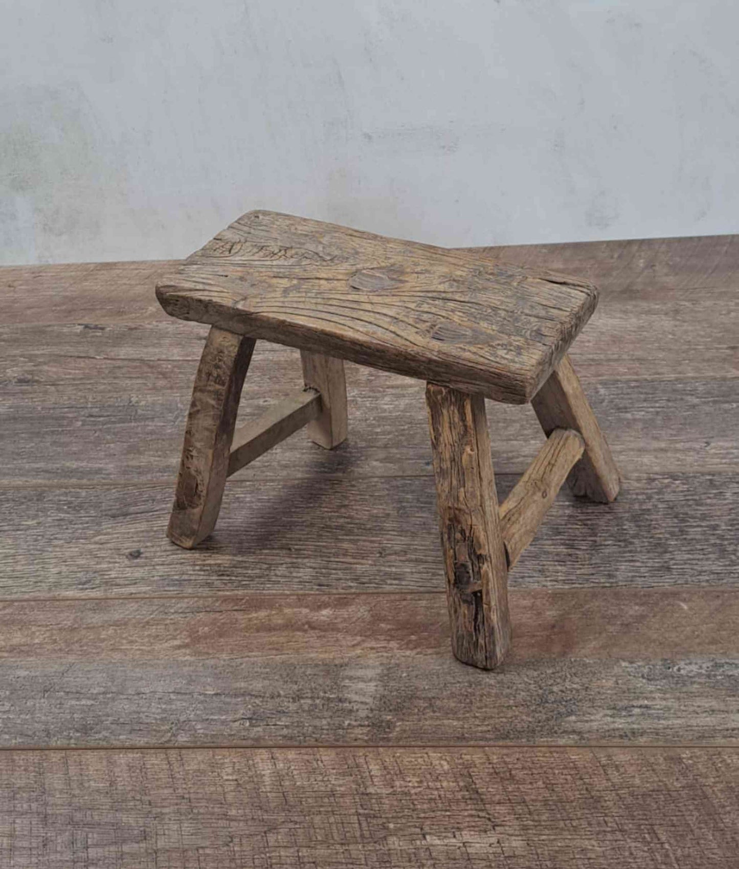 Antique Chinese Milking Stool, Rustic Stool, Decor Stool