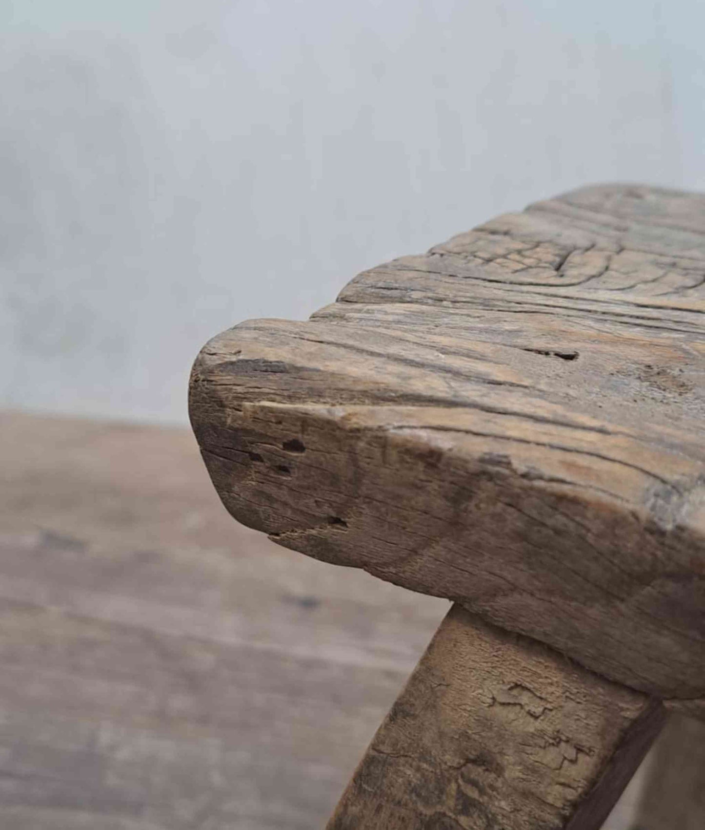 Antique Chinese Milking Stool, Rustic Stool, Decor Stool