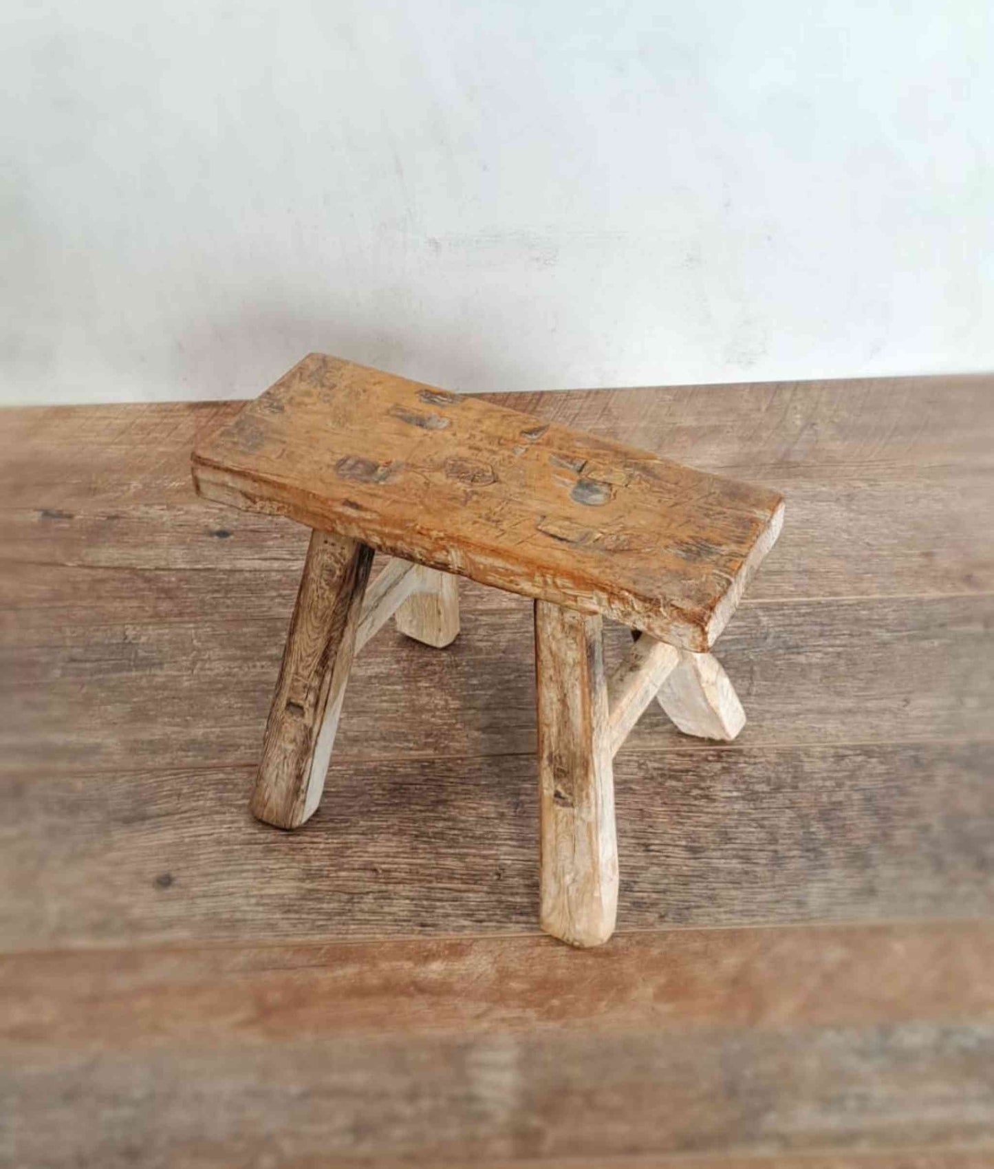 Antique Chinese Milking Stool, Rustic Stool, Decor Stool