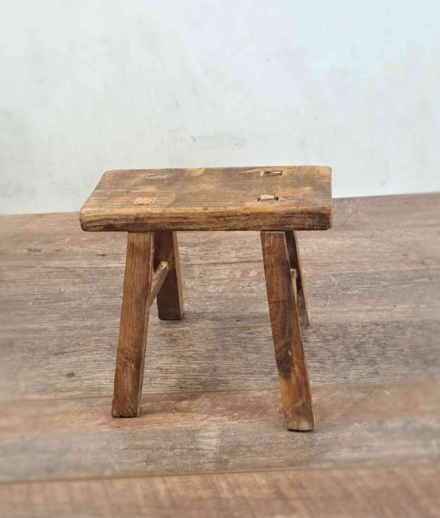 Antique Chinese Milking Stool, Rustic Decor Stool