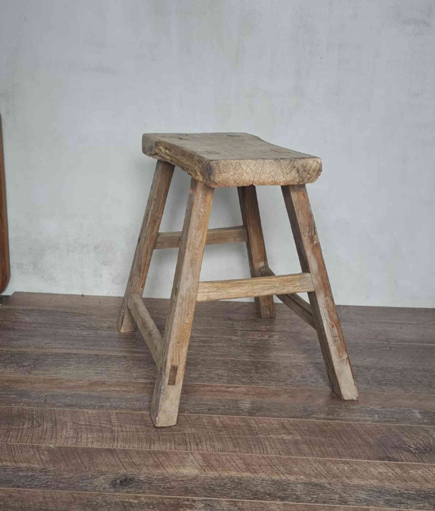 Large Antique Chinese Milking Stool, Rustic Stool, Decor Stool