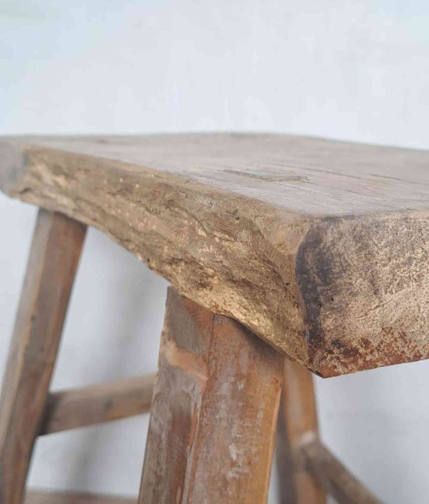 Large Antique Chinese Milking Stool, Rustic Stool, Decor Stool