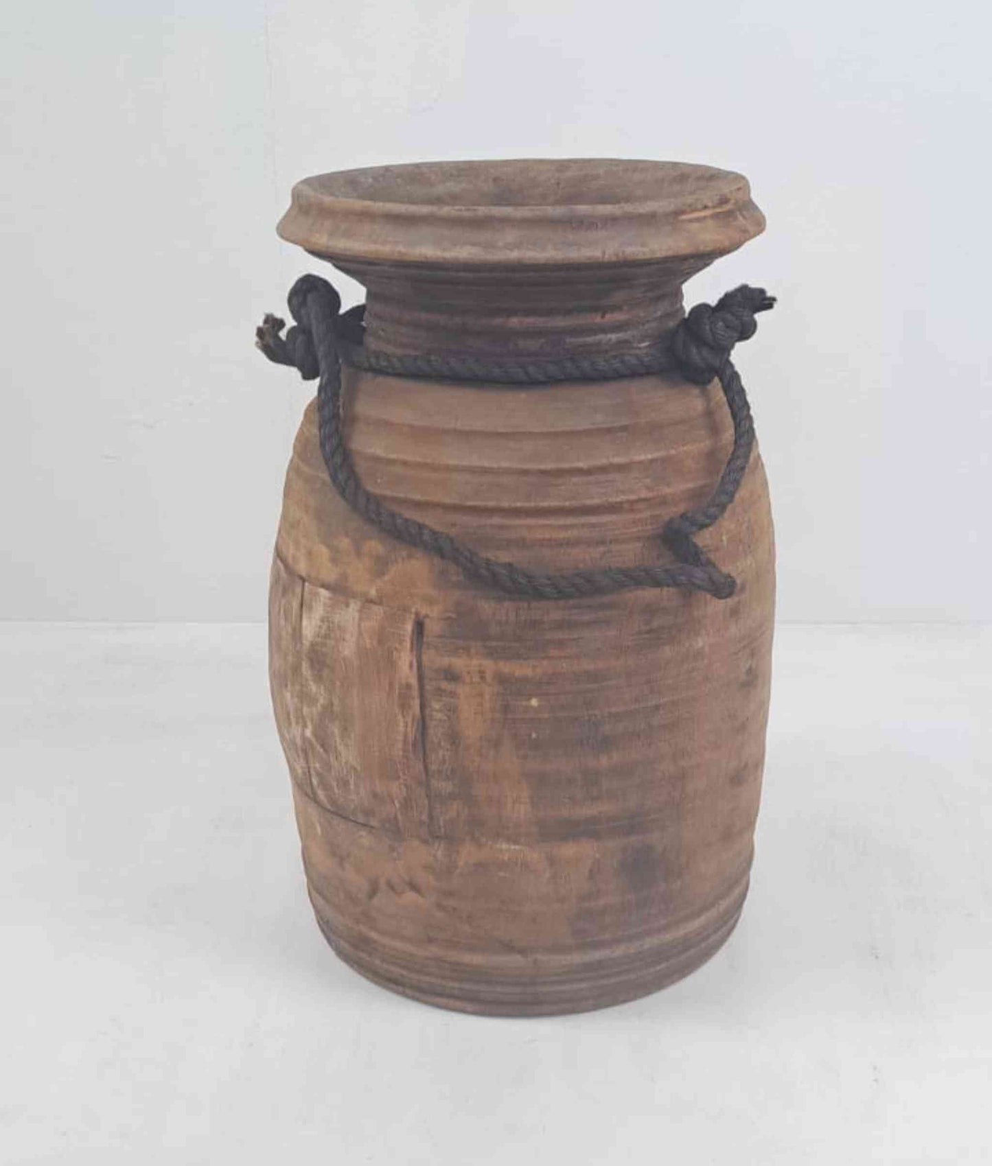 Huge XXL Antique Wooden Himachal Pot with Rope