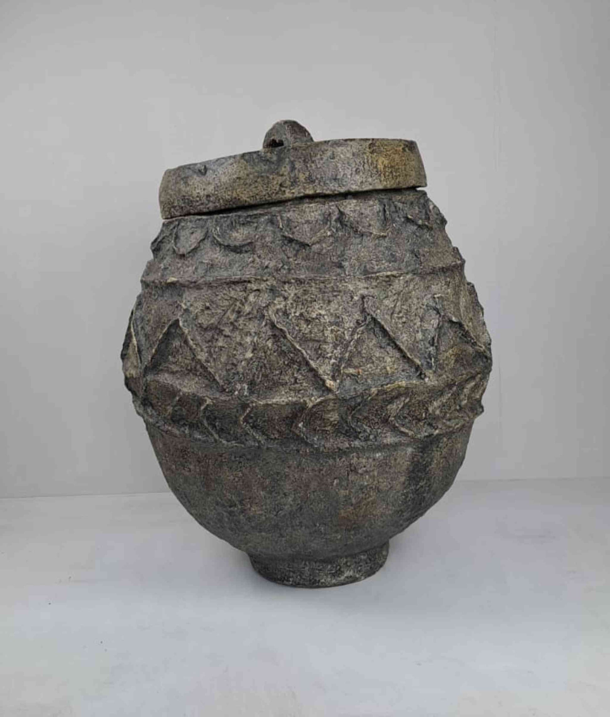 Very Large Vintage Tibetan Lidded Floor Vase