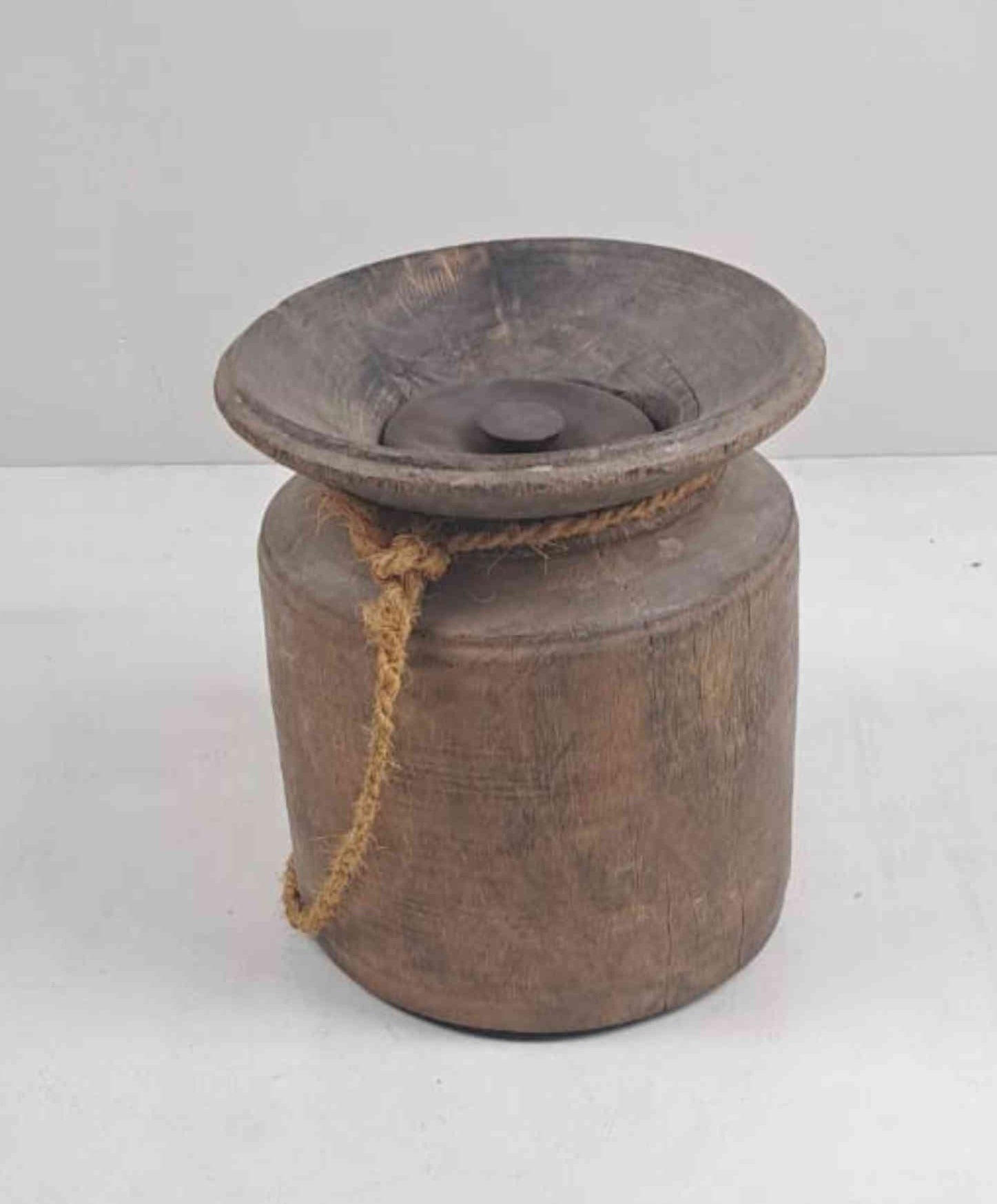 Antique Wooden Himachal Pot with lid