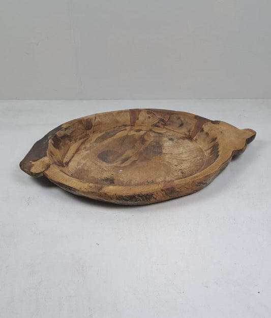 Vintage Indian Wooden Chapati Dish