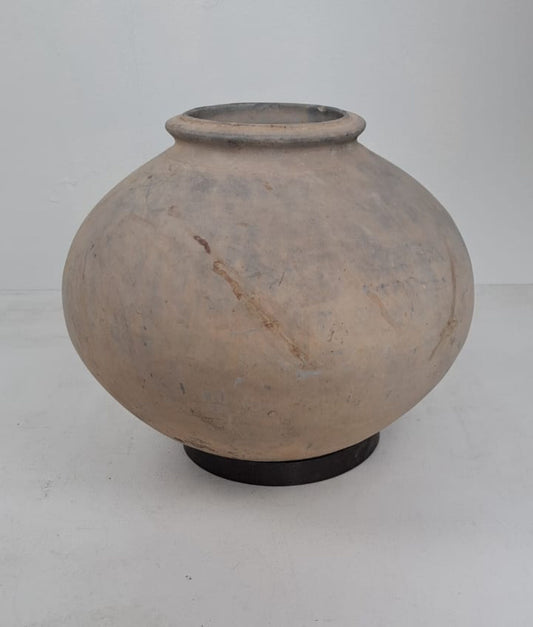 Antique African Clay Water Pot with Ring