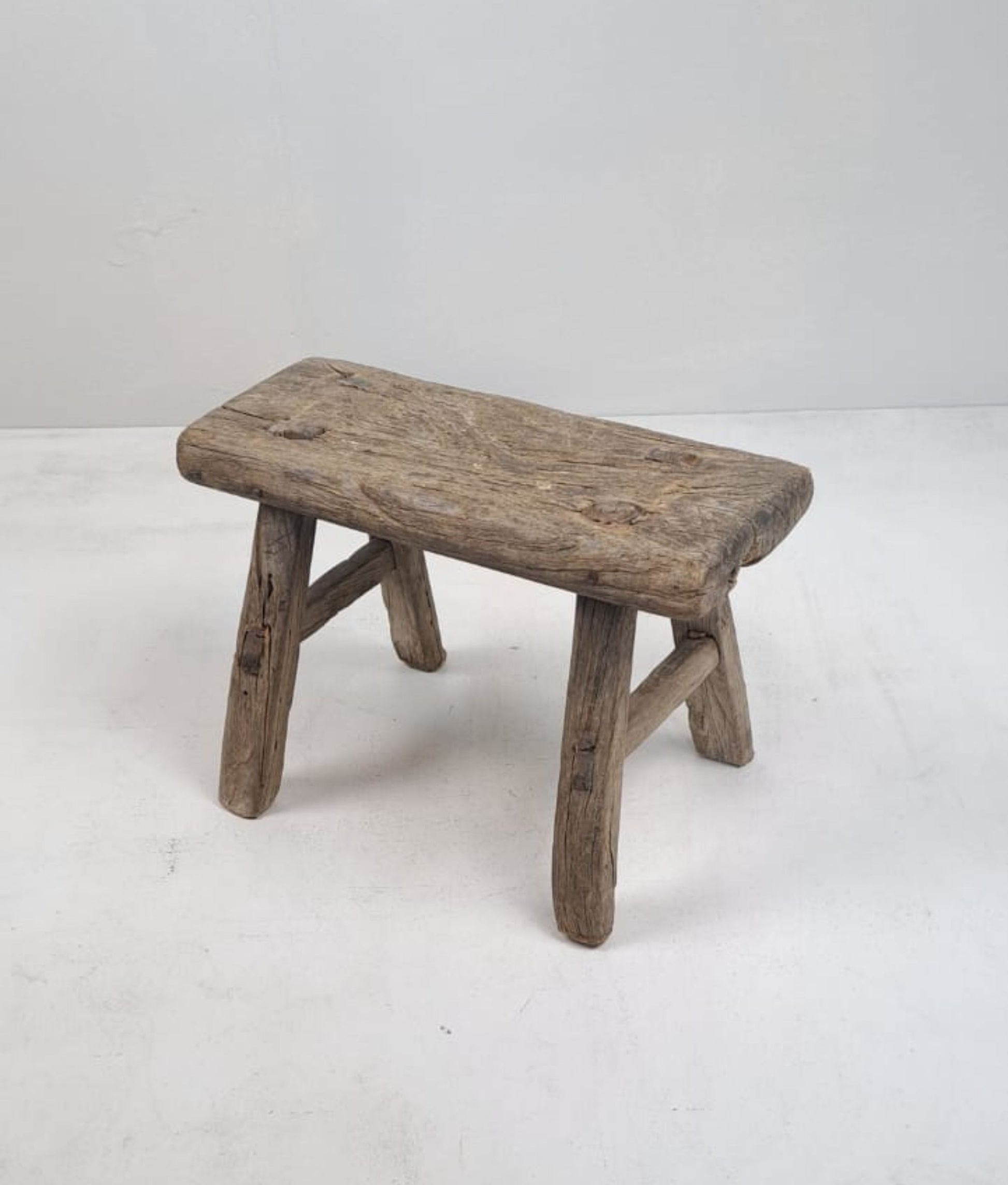 Authentic Antique Chinese Milking Stool  Handmade Elmwood, 30x20x18cm Unique Historical Décor Piece Perfect for Design Projects & Collectors