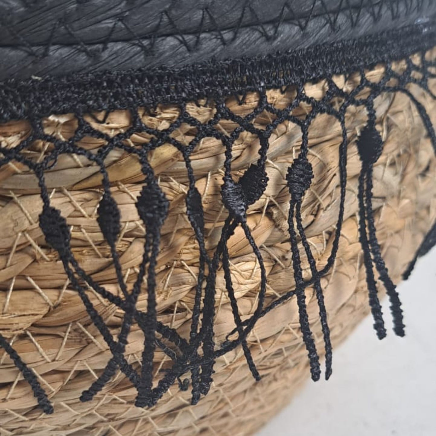 African Tasseled, Tribal Handmade Basket 27cm