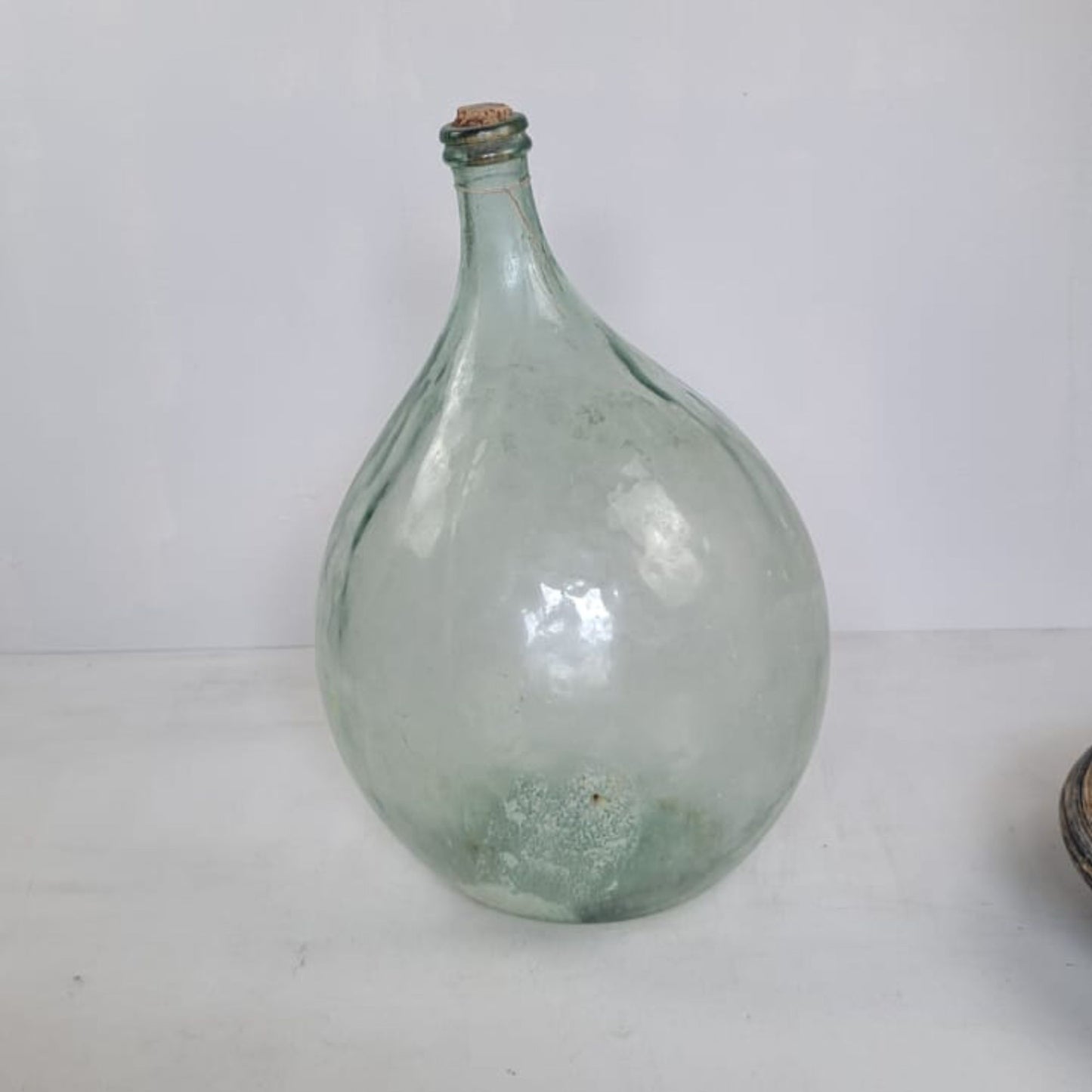 Vintage Wine Balloon Bottle, Demijohn Bottle, Italian Wine Balloon Bottle, German Vintage Belly Bottle, Fat Wine Bottle Imperia Italy