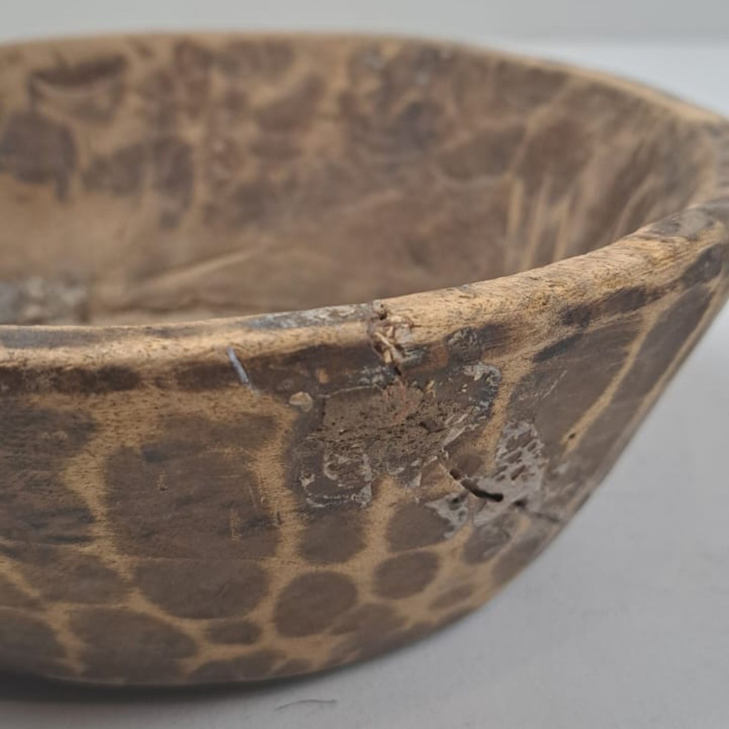 Vintage Artisan Handcarved Wooden Bowl