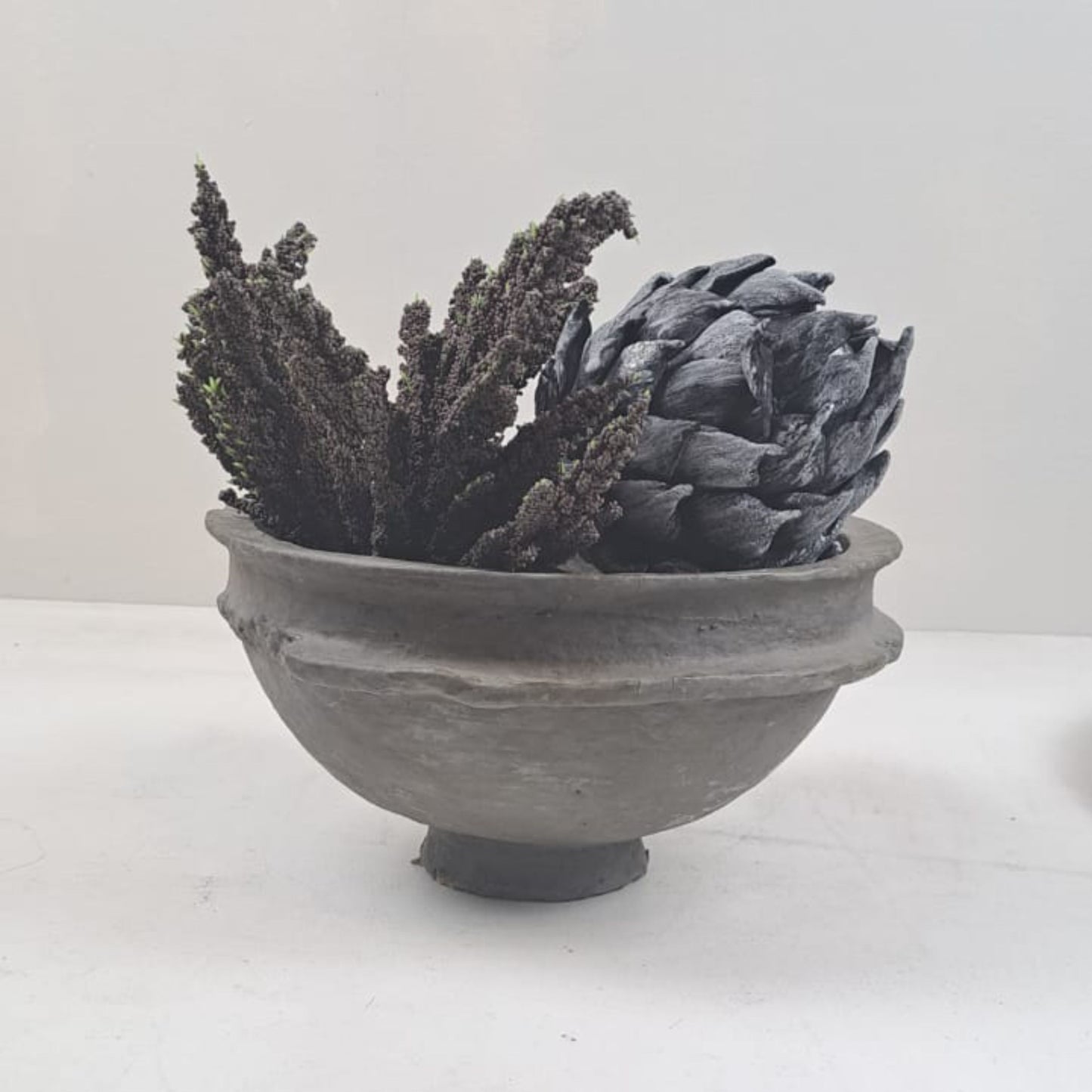 Indian Artisan Paper Mache Bowl -Grey glazed