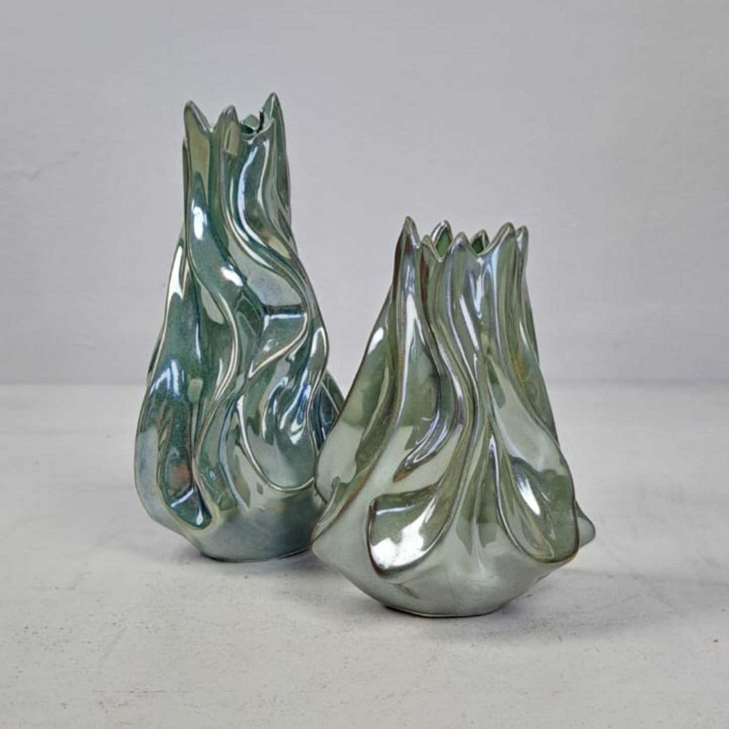 Set of 2 Handmade Glazed Vases