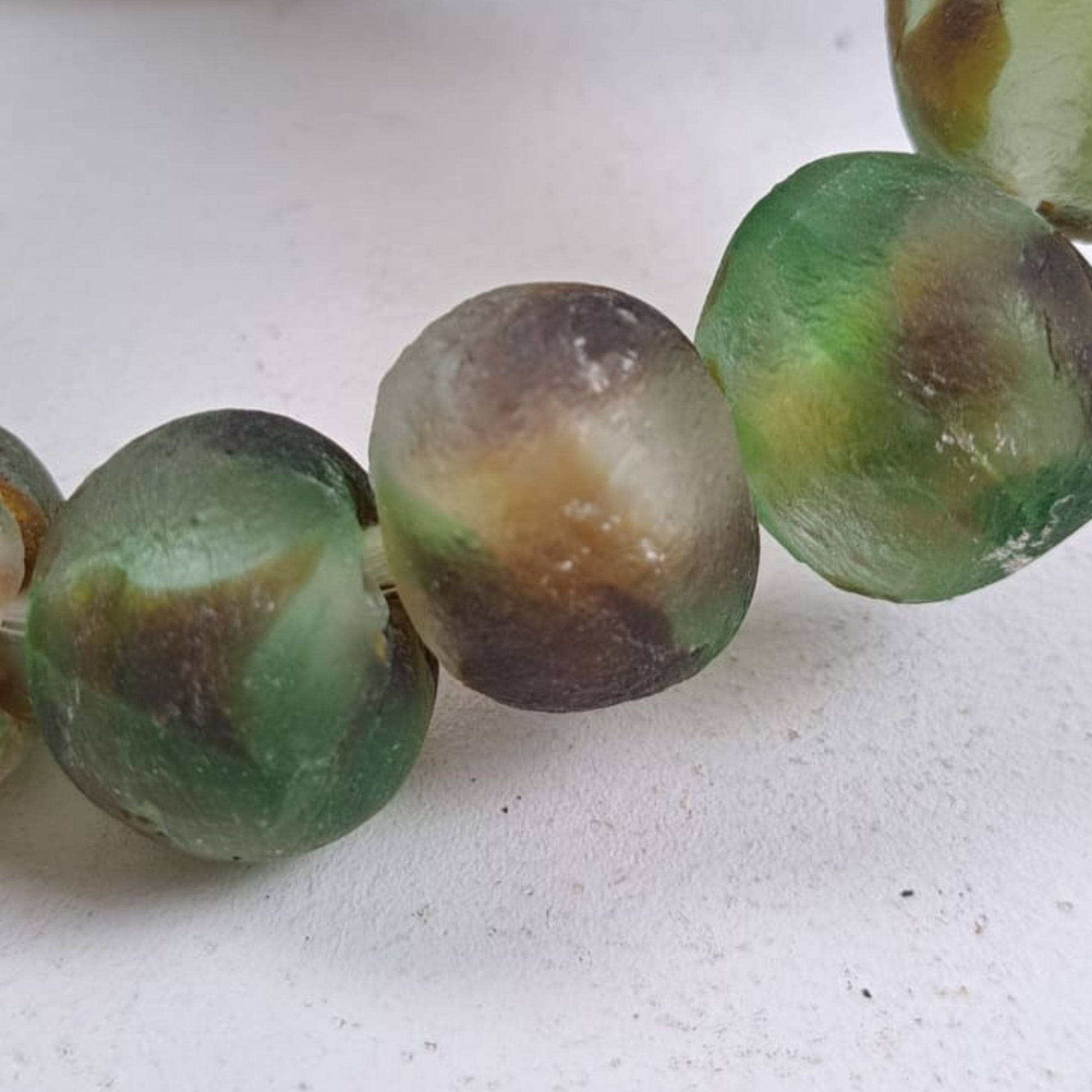 Ghanian Glass Beads Dirty Green