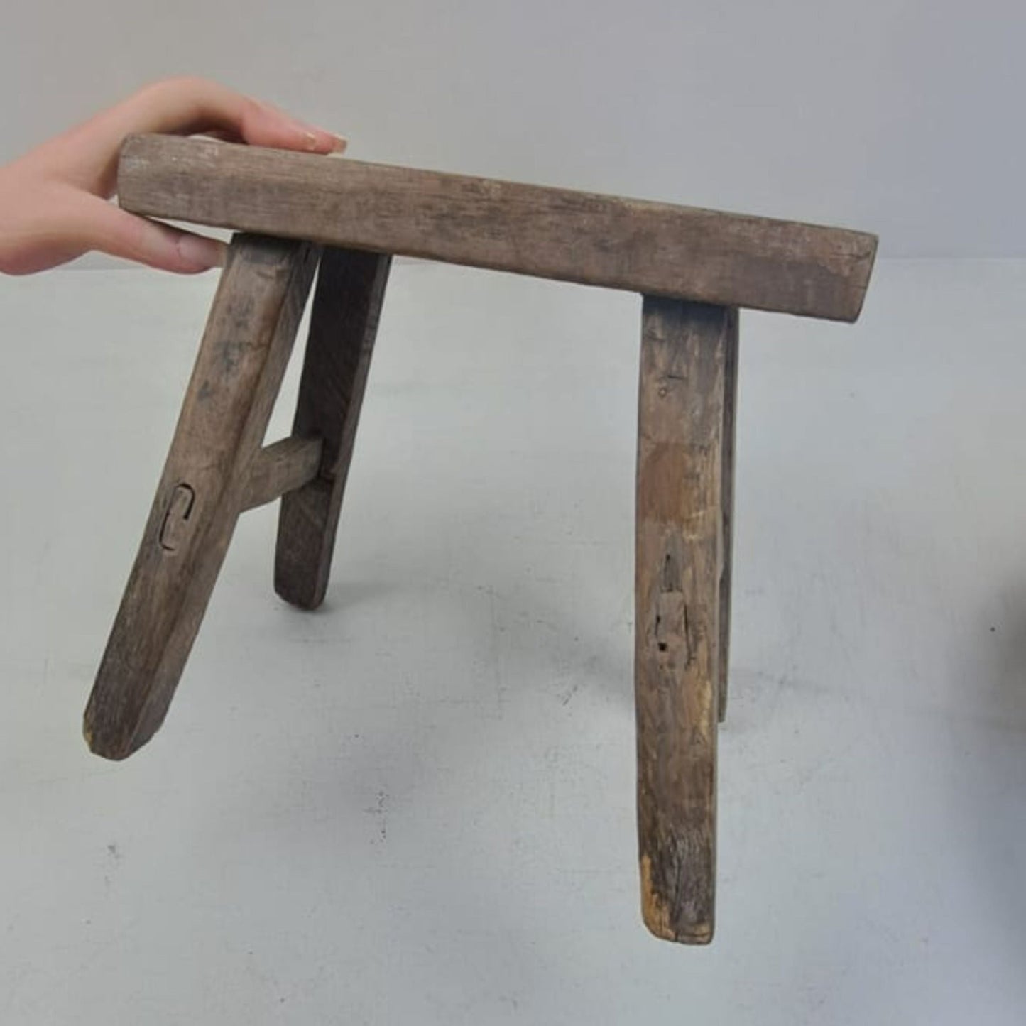 Rare Antique Chinese Milking Stool - Handcrafted Elmwood