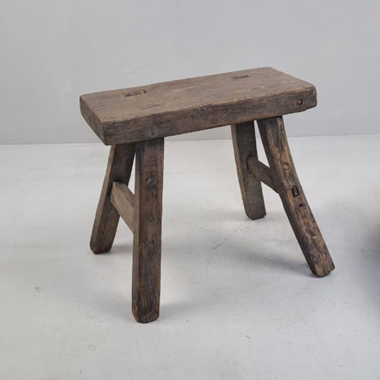 Rare Antique Chinese Milking Stool - Handcrafted Elmwood