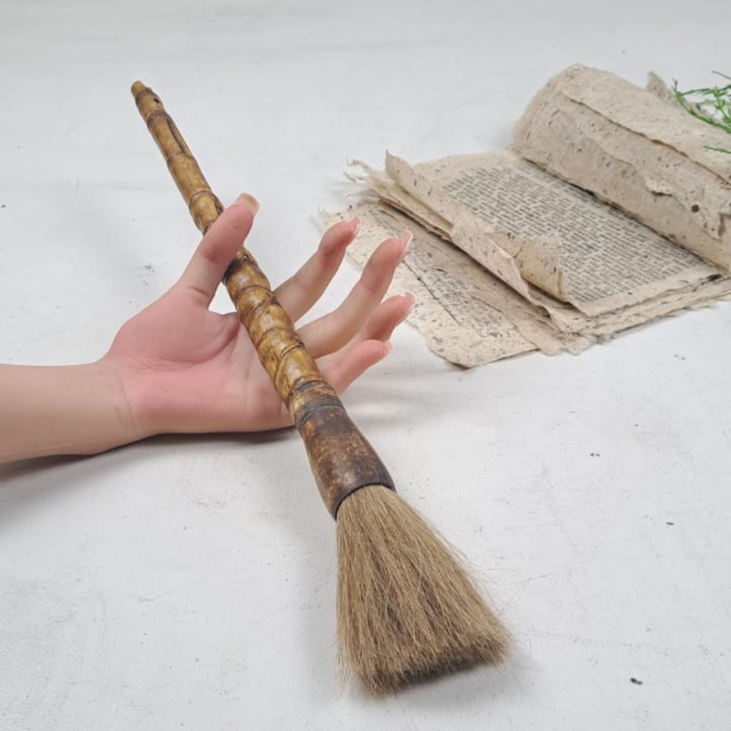 Vintage Chinese Calligraphy Brush - twisted bamboo