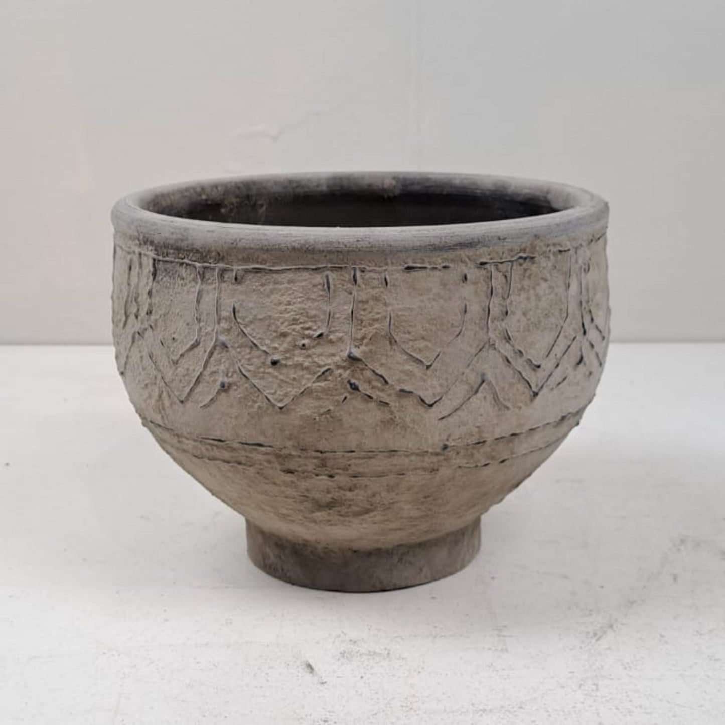 Vintage Clay Vessel Vase with engravings