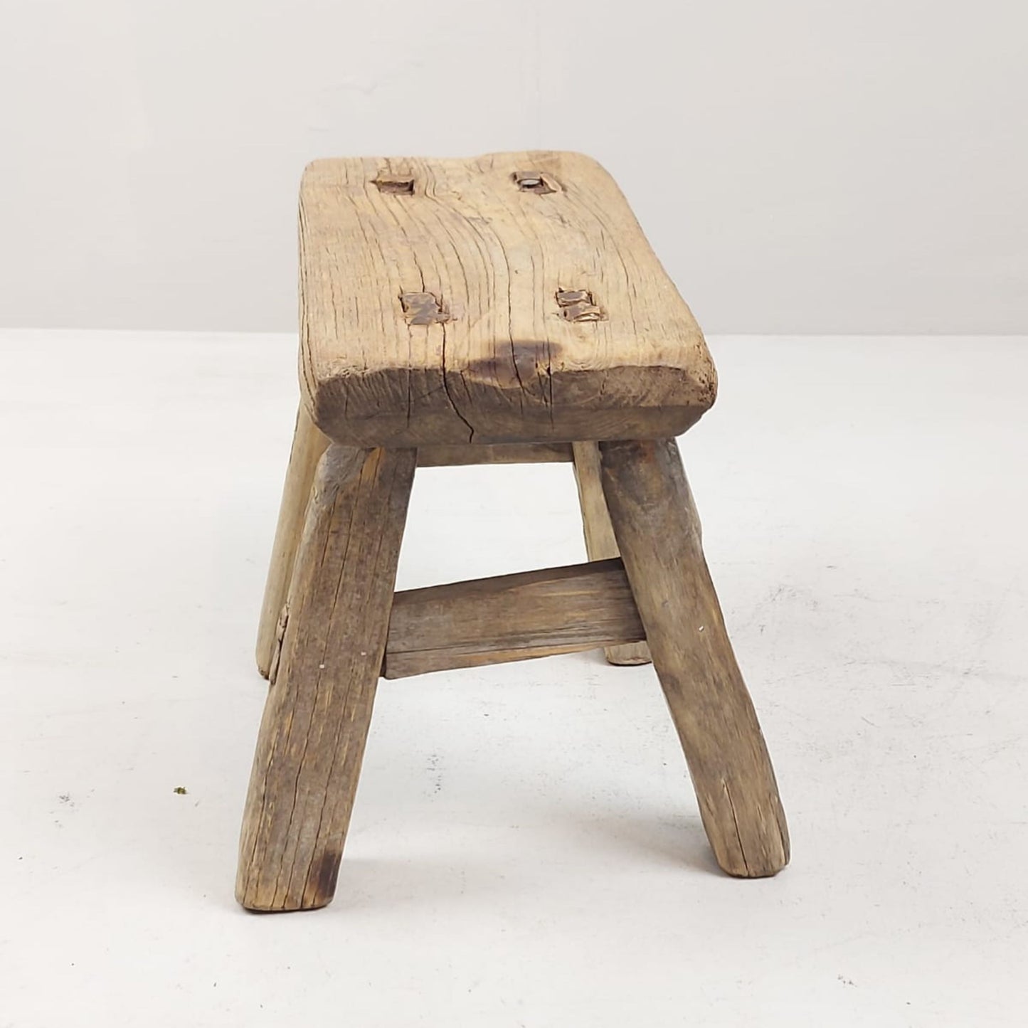 Vintage Chinese Milking Stool - Handcrafted Elmwood