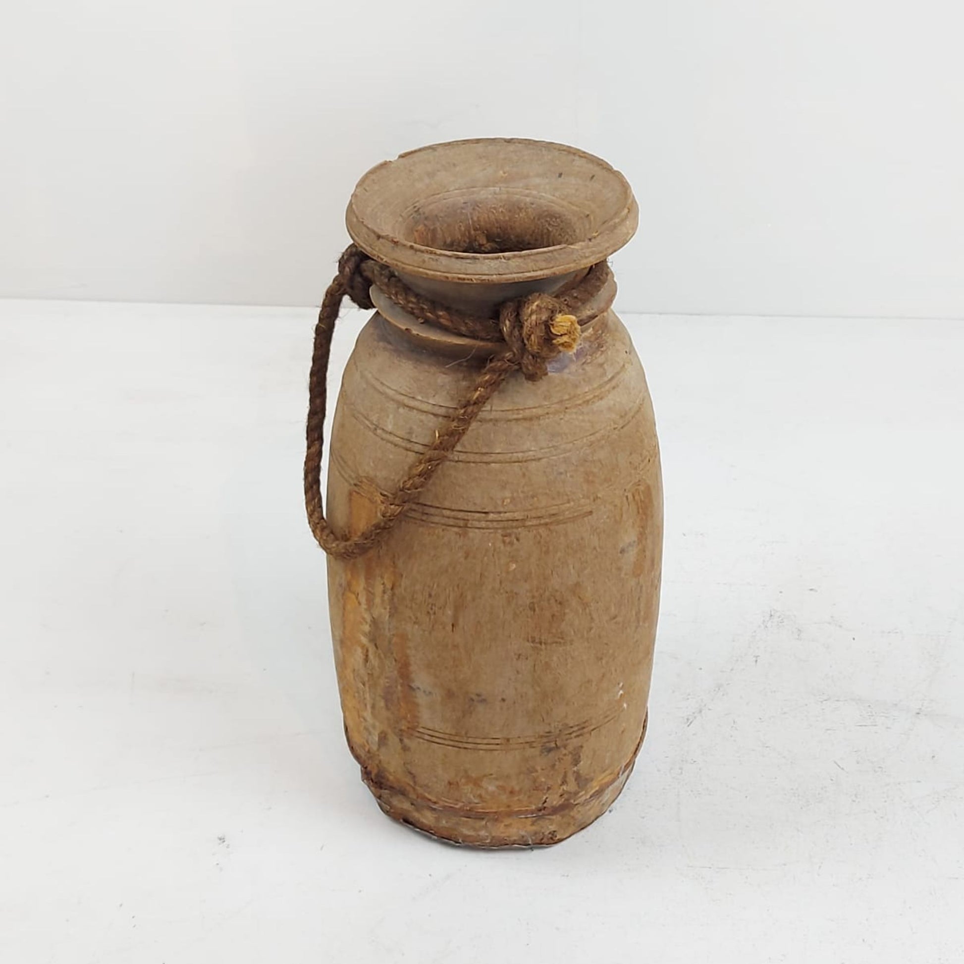 Antique Wooden Himachal Pot  - Rope