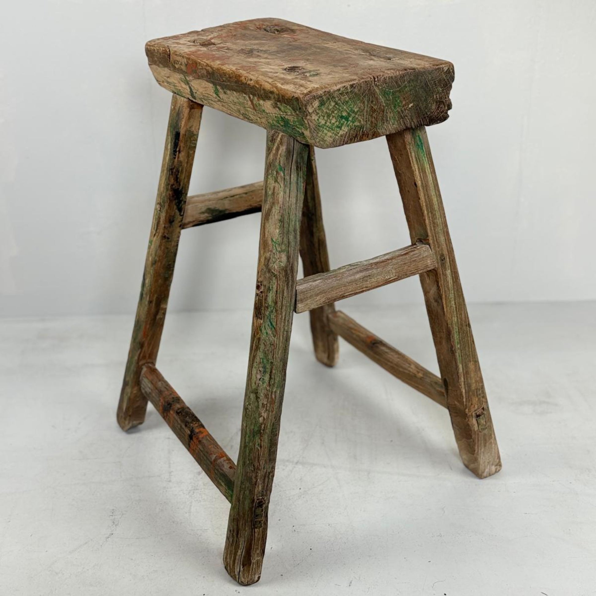 Antique Chinese Milking Stool  Handmade Elmwood-Large