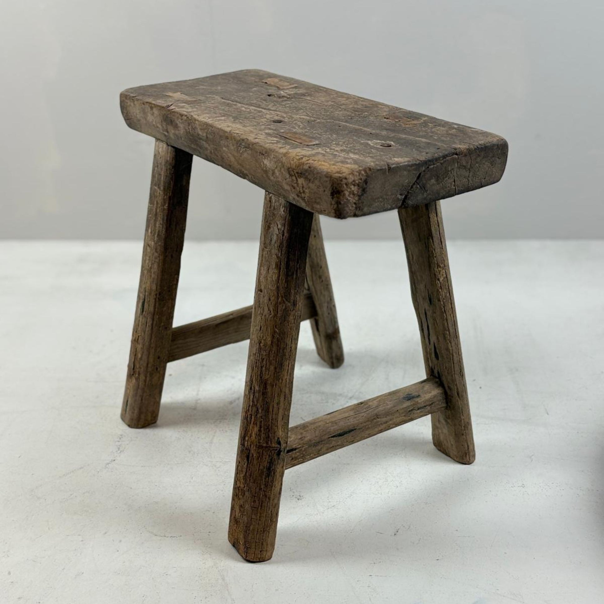 Antique Chinese Milking Stool  Handmade Elmwood