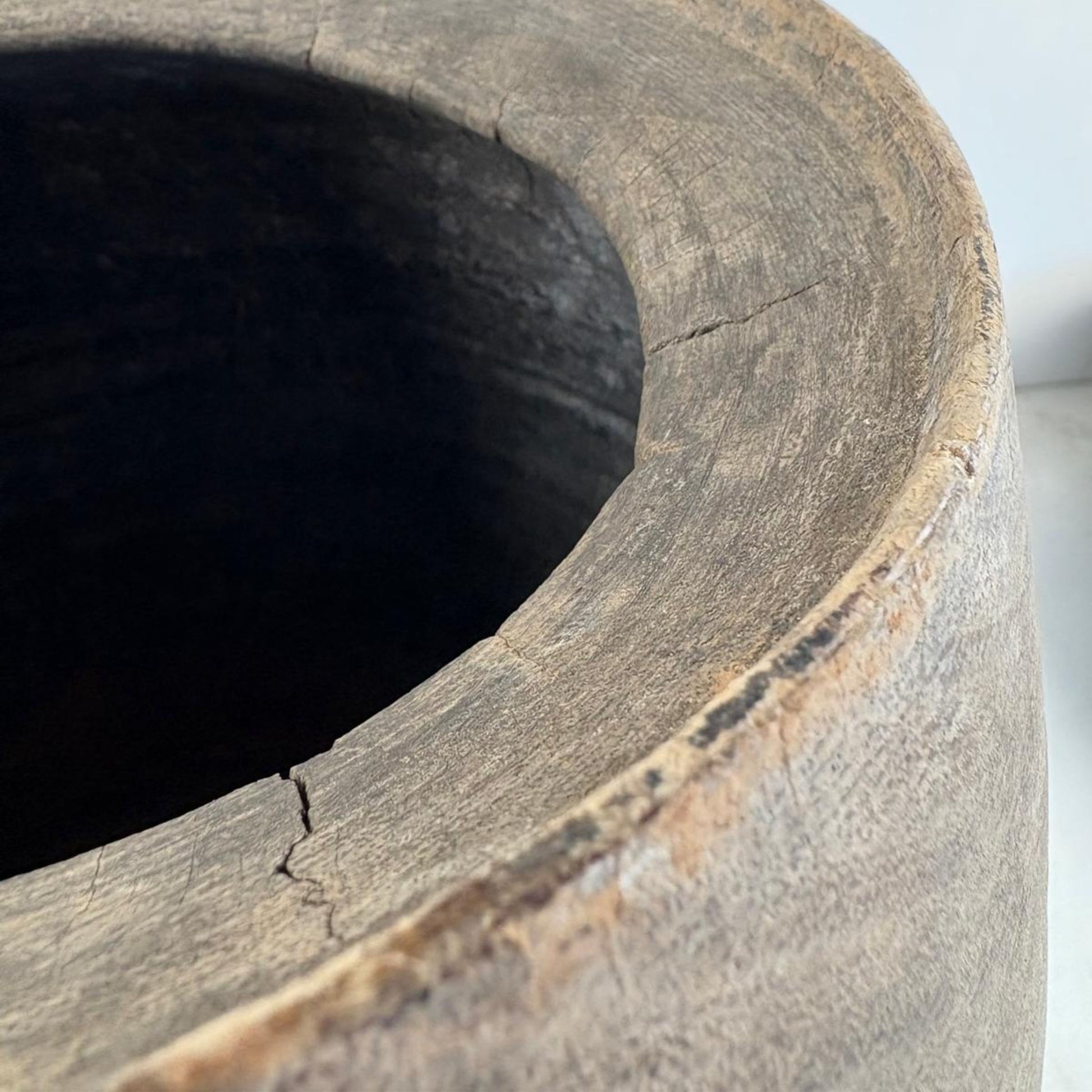 Unique Vintage Wooden Lidded Tabacco Pot - Kata, Tibet