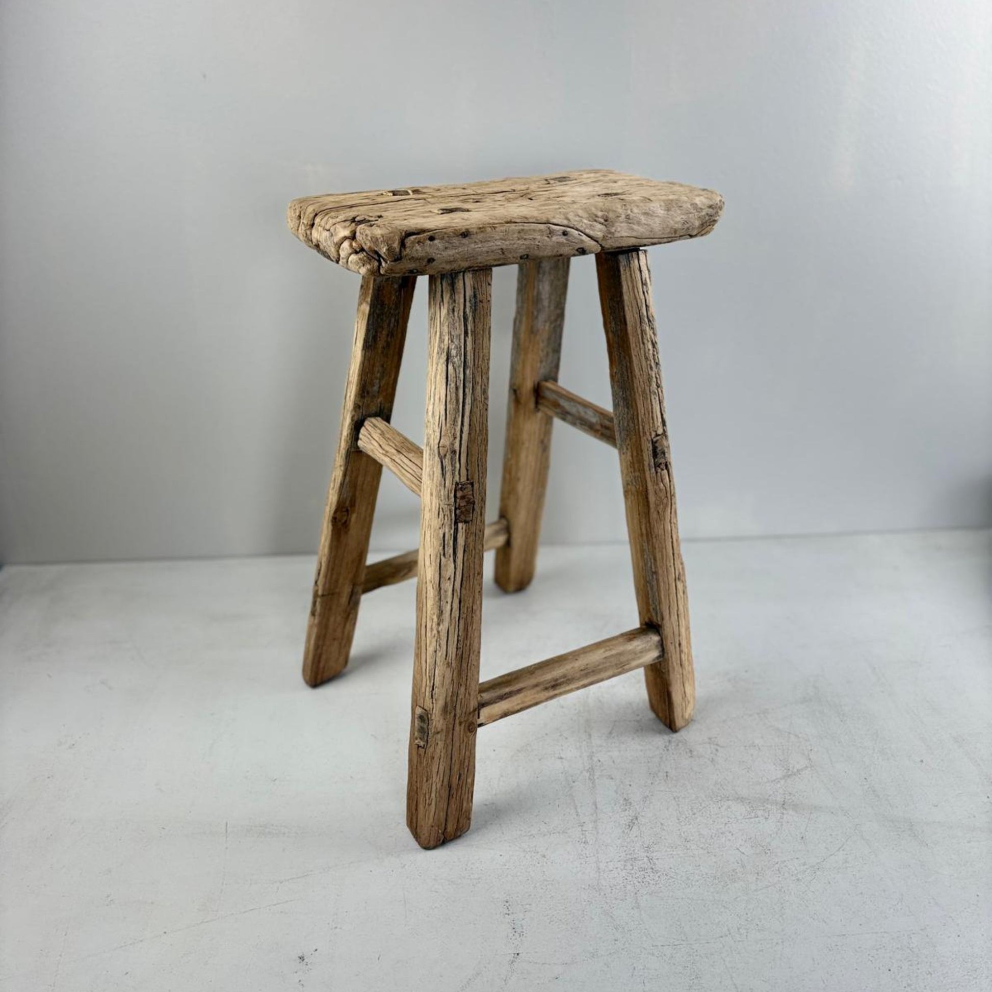 Antique Chinese Milking Stool  Handmade Elmwood Large