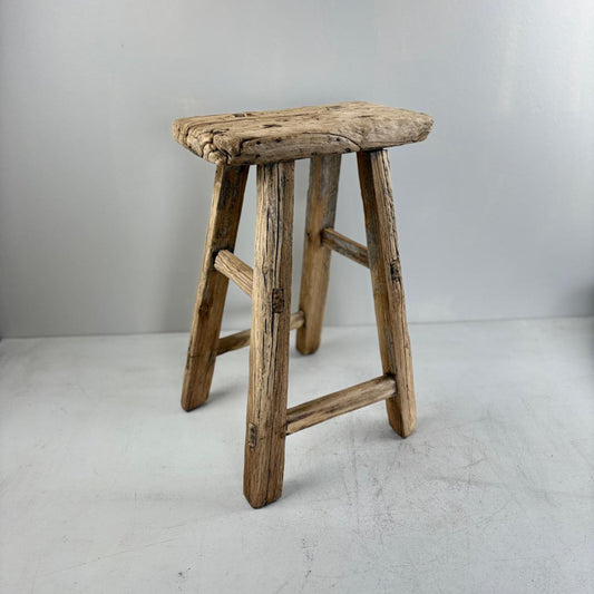 Antique Chinese Milking Stool  Handmade Elmwood Large