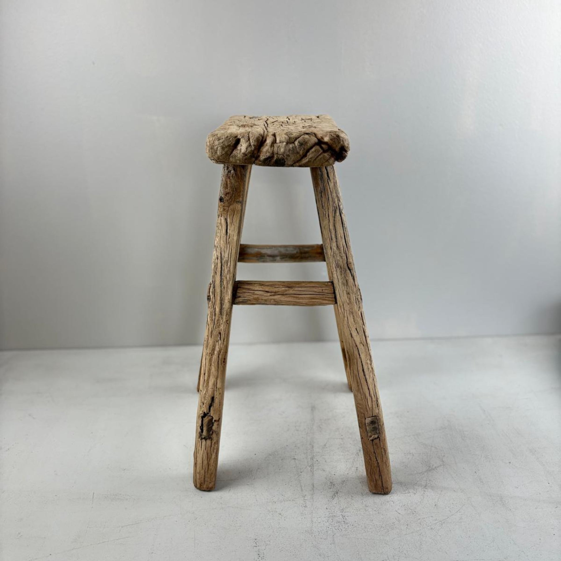 Antique Chinese Milking Stool  Handmade Elmwood Large