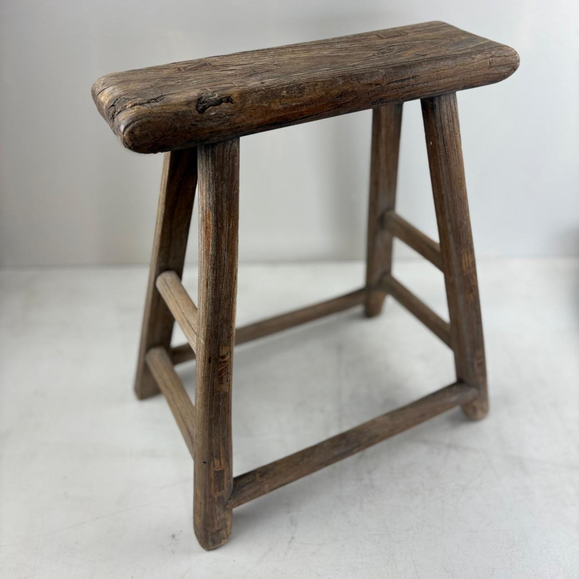 Antique Chinese Milking Stool  Handmade Elmwood Large 