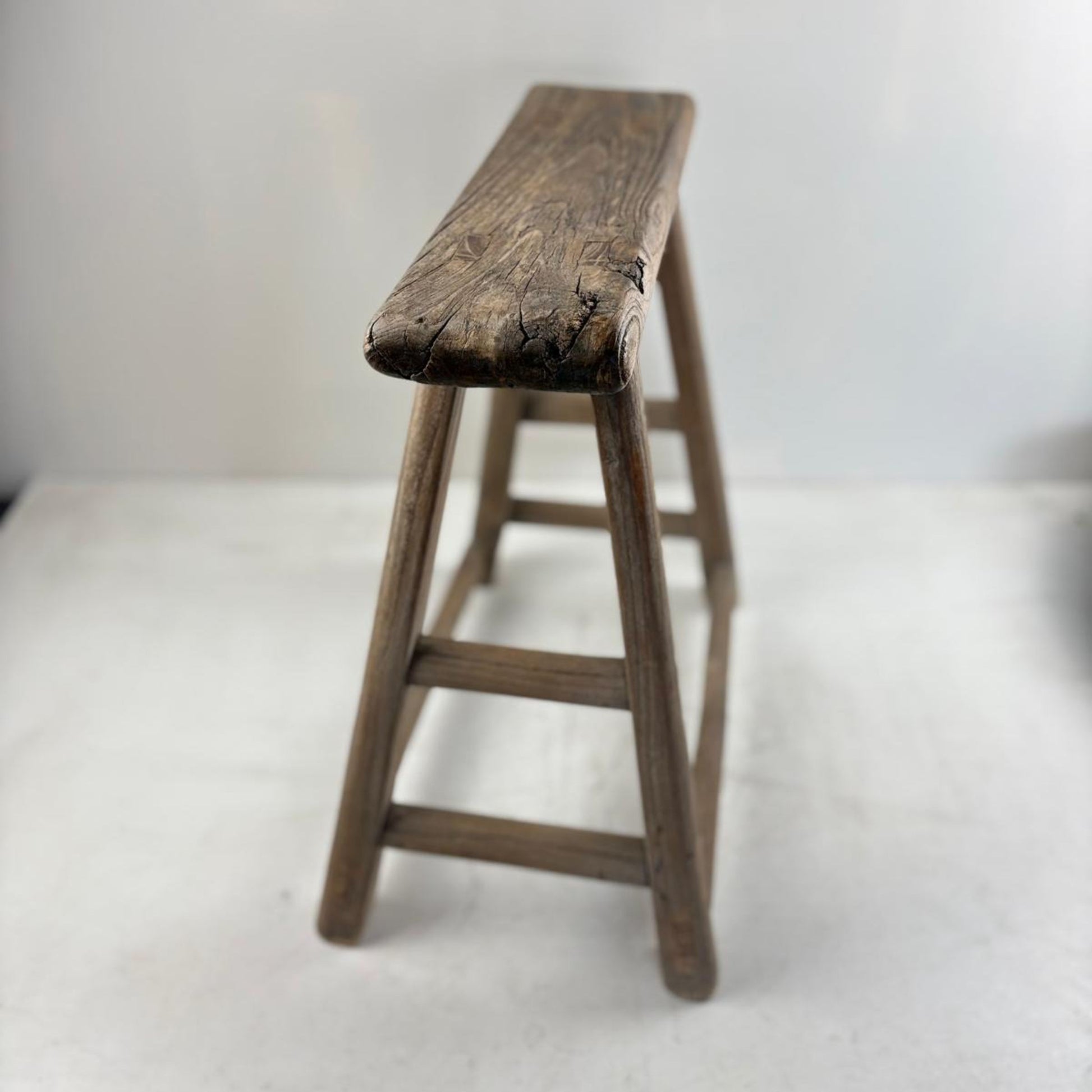 Antique Chinese Milking Stool  Handmade Elmwood Large 