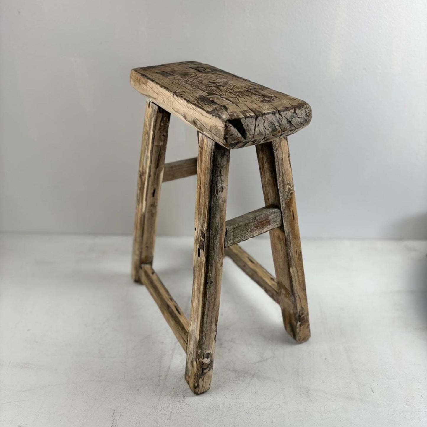 Antique Chinese Milking Stool  Handmade Elmwood Large
