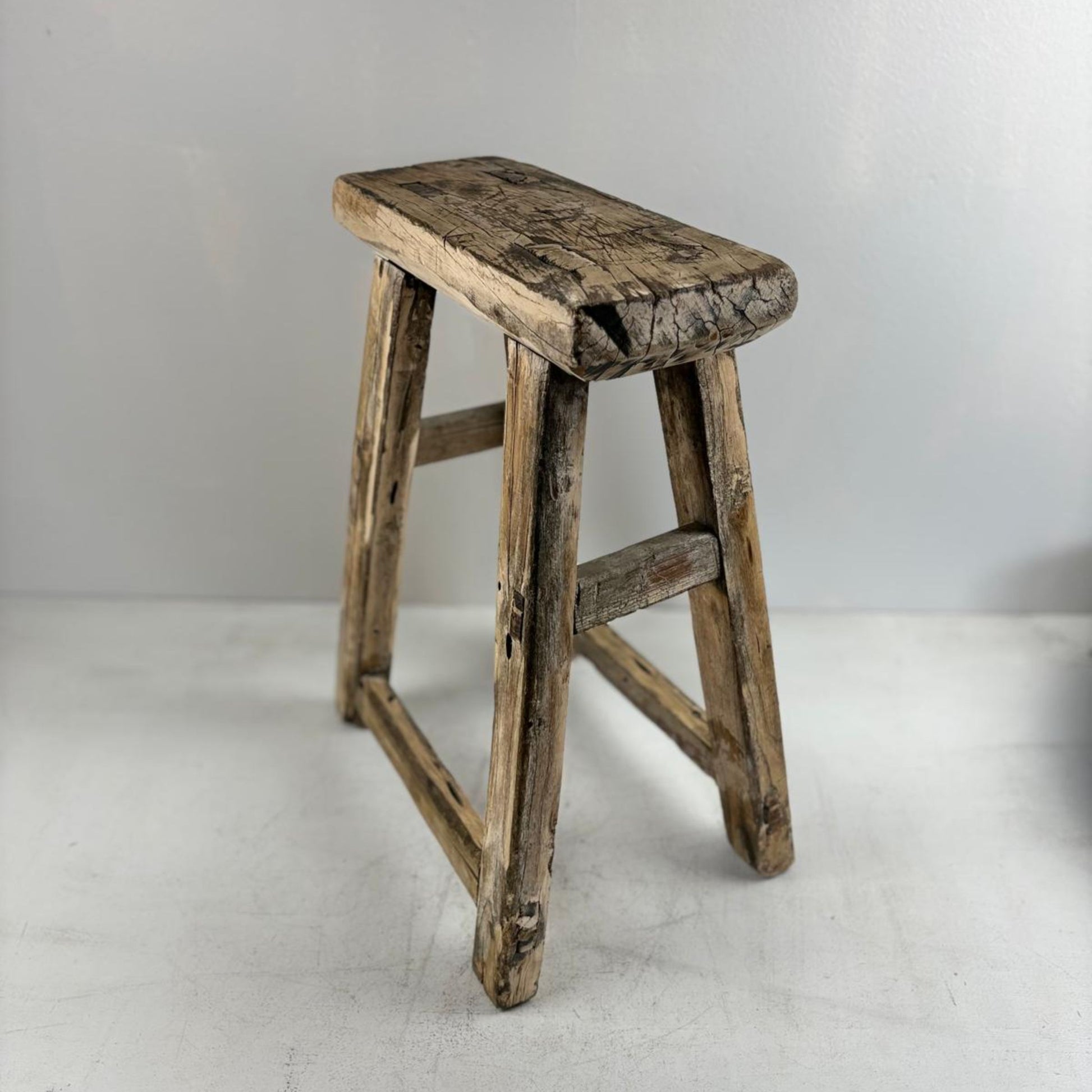 Antique Chinese Milking Stool  Handmade Elmwood Large