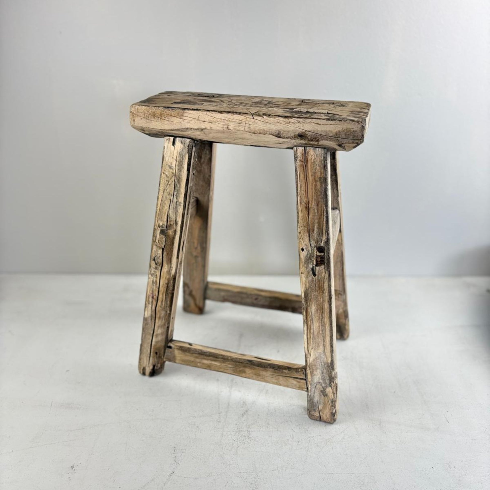 Antique Chinese Milking Stool  Handmade Elmwood Large