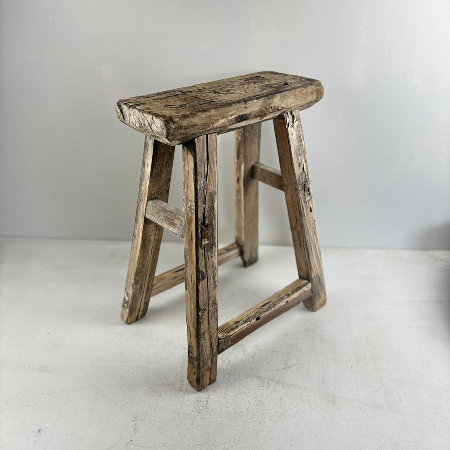 Antique Chinese Milking Stool  Handmade Elmwood Large