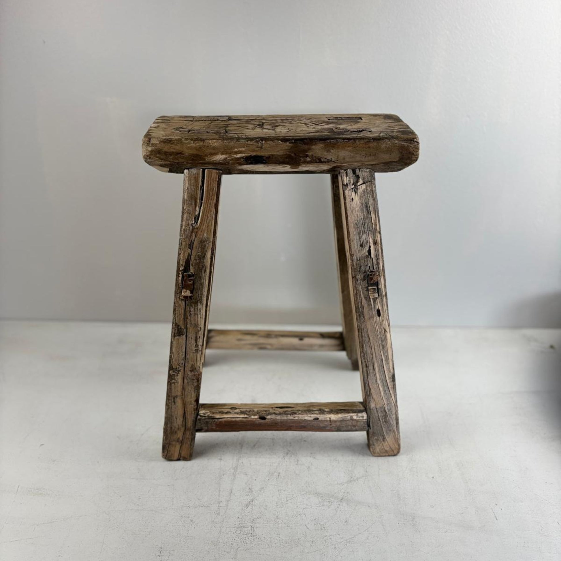 Antique Chinese Milking Stool  Handmade Elmwood Large