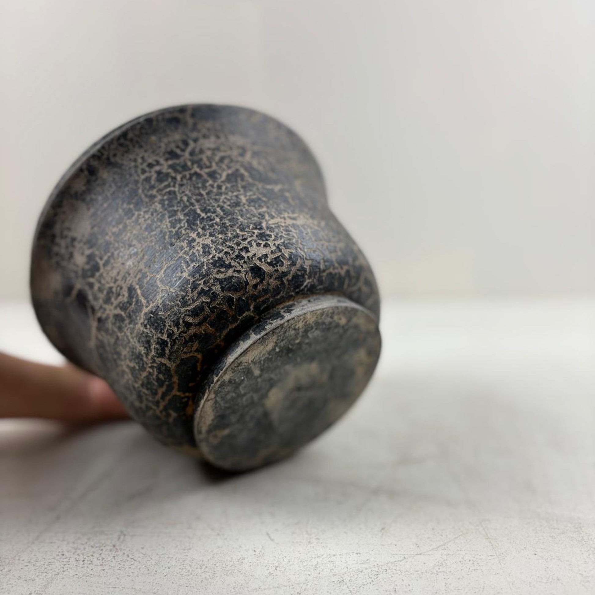 Vintage Wooden Lidded Pot from Nepal