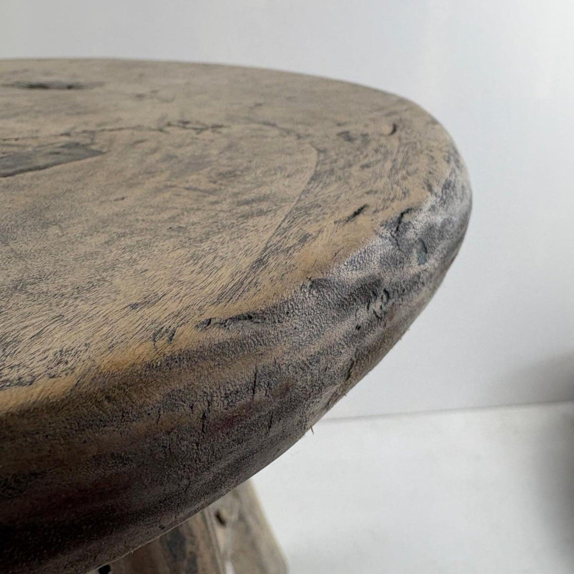 Antique Chinese Milking Stool  Handmade Elmwood Large Round