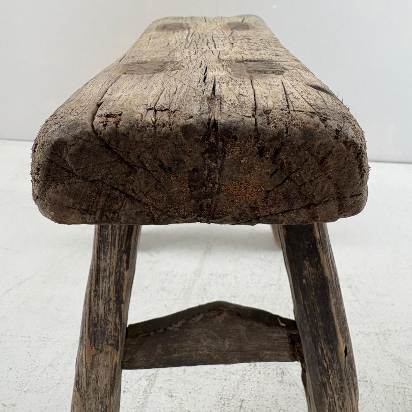 Antique Chinese Milking Stool  Handmade Elmwood