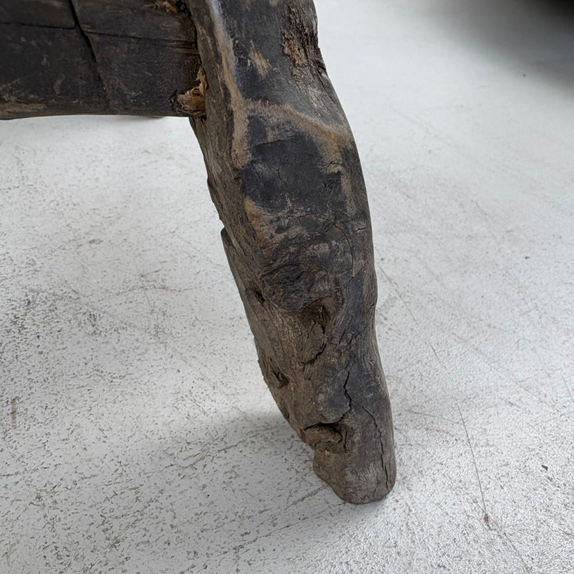 Antique Chinese Milking Stool  Handmade Elmwood