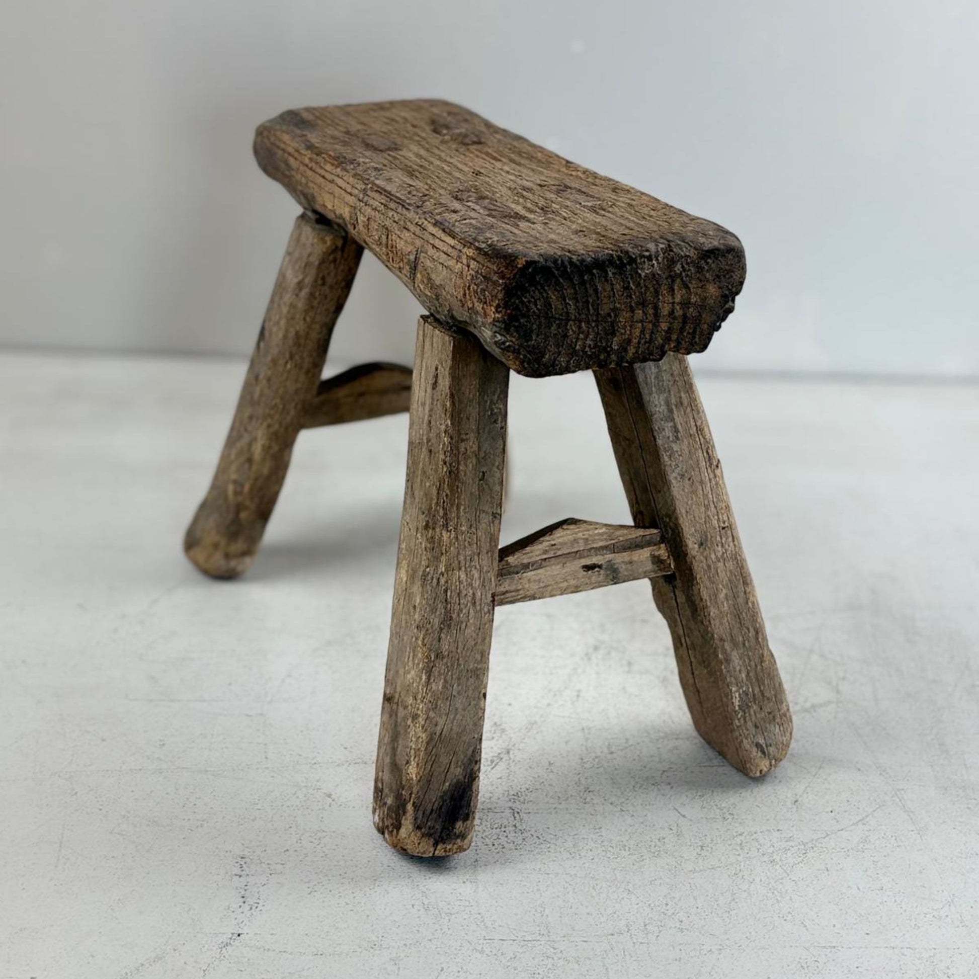 Antique Chinese Milking Stool  Handmade Elmwood