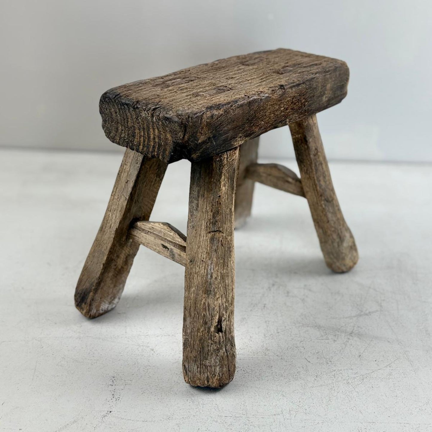 Antique Chinese Milking Stool  Handmade Elmwood