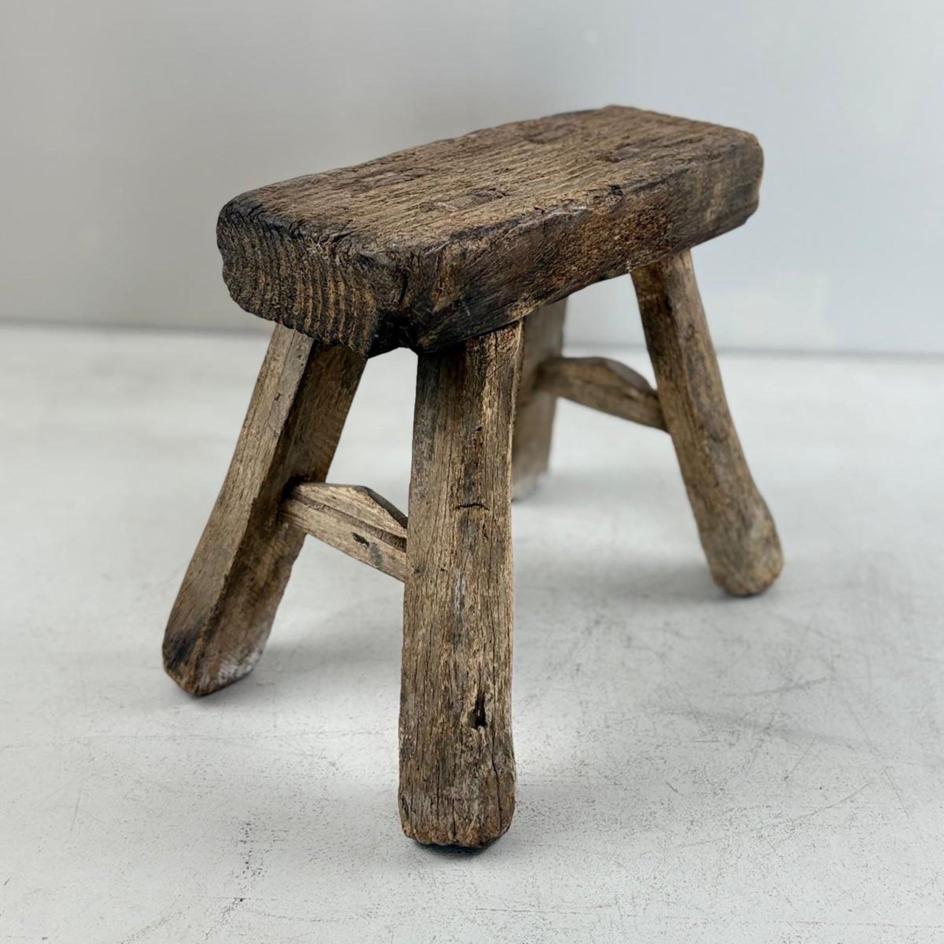 Antique Chinese Milking Stool  Handmade Elmwood
