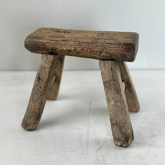 Antique Chinese Milking Stool  Handmade Elmwood
