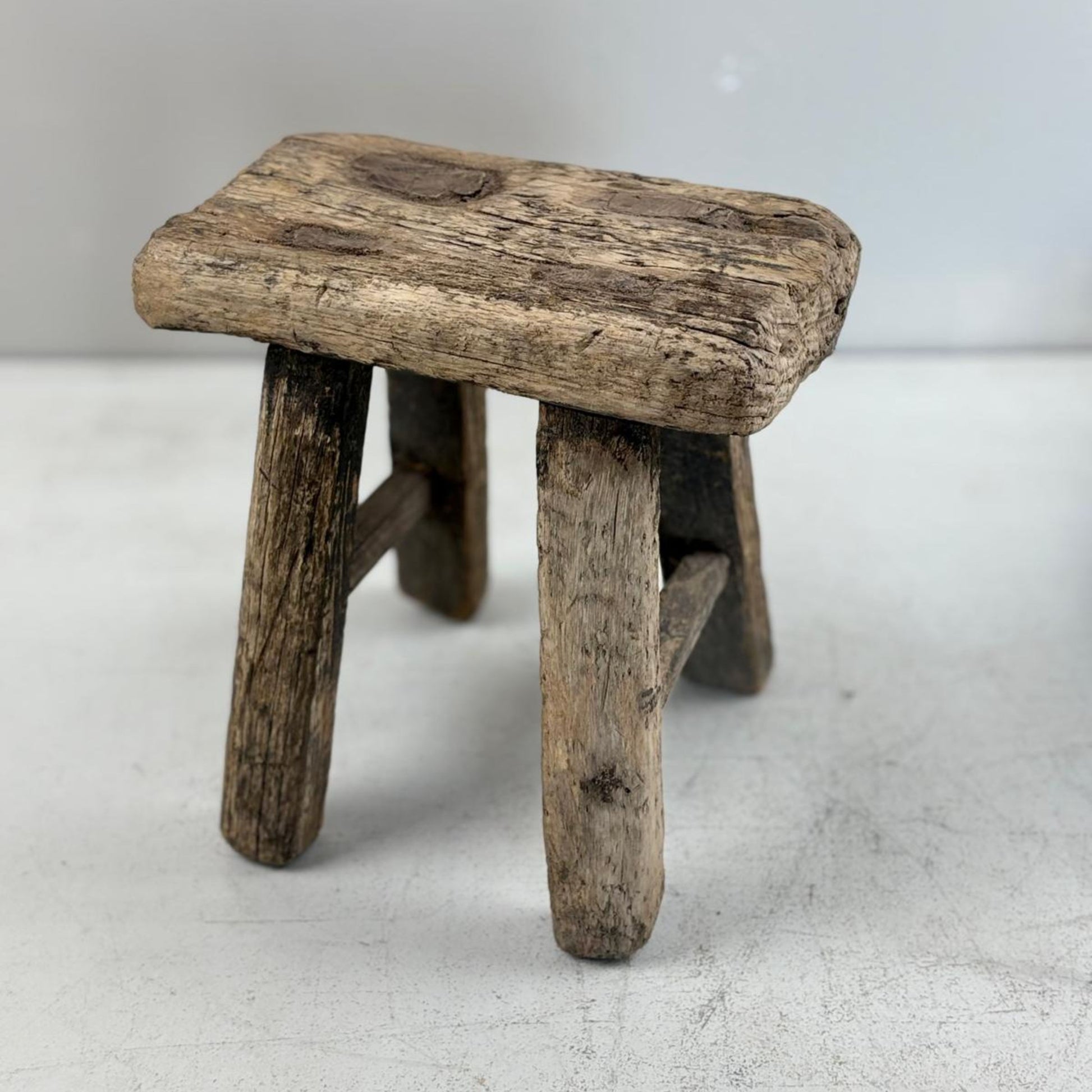 Antique Chinese Milking Stool  Handmade Elmwood