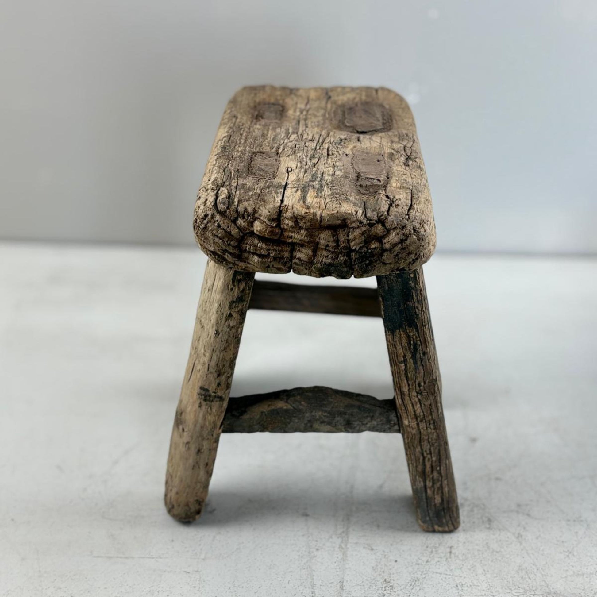Antique Chinese Milking Stool  Handmade Elmwood
